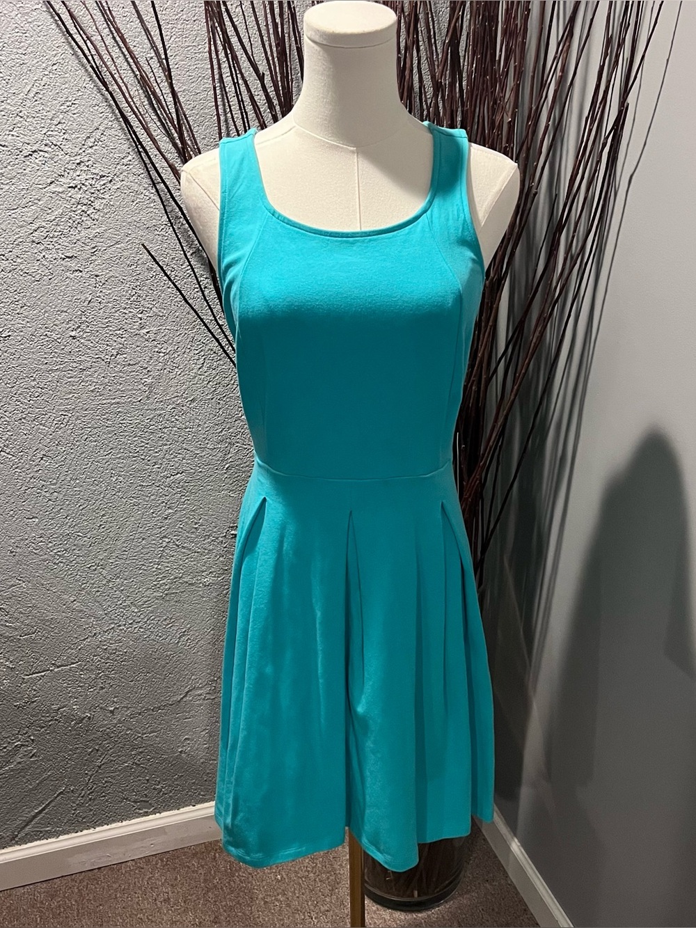🌼NWT EXPRESS Y2K TEAL FIT AND FLARE DRESS SOZE LARGE🌼